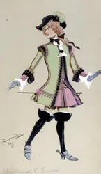 Costume pour Chérubin, des Noces de Figaro de Wolfgang Amadeus Mozart, 1905